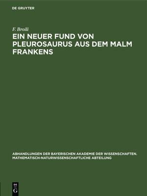 cover image of Ein neuer Fund von Pleurosaurus aus dem Malm Frankens